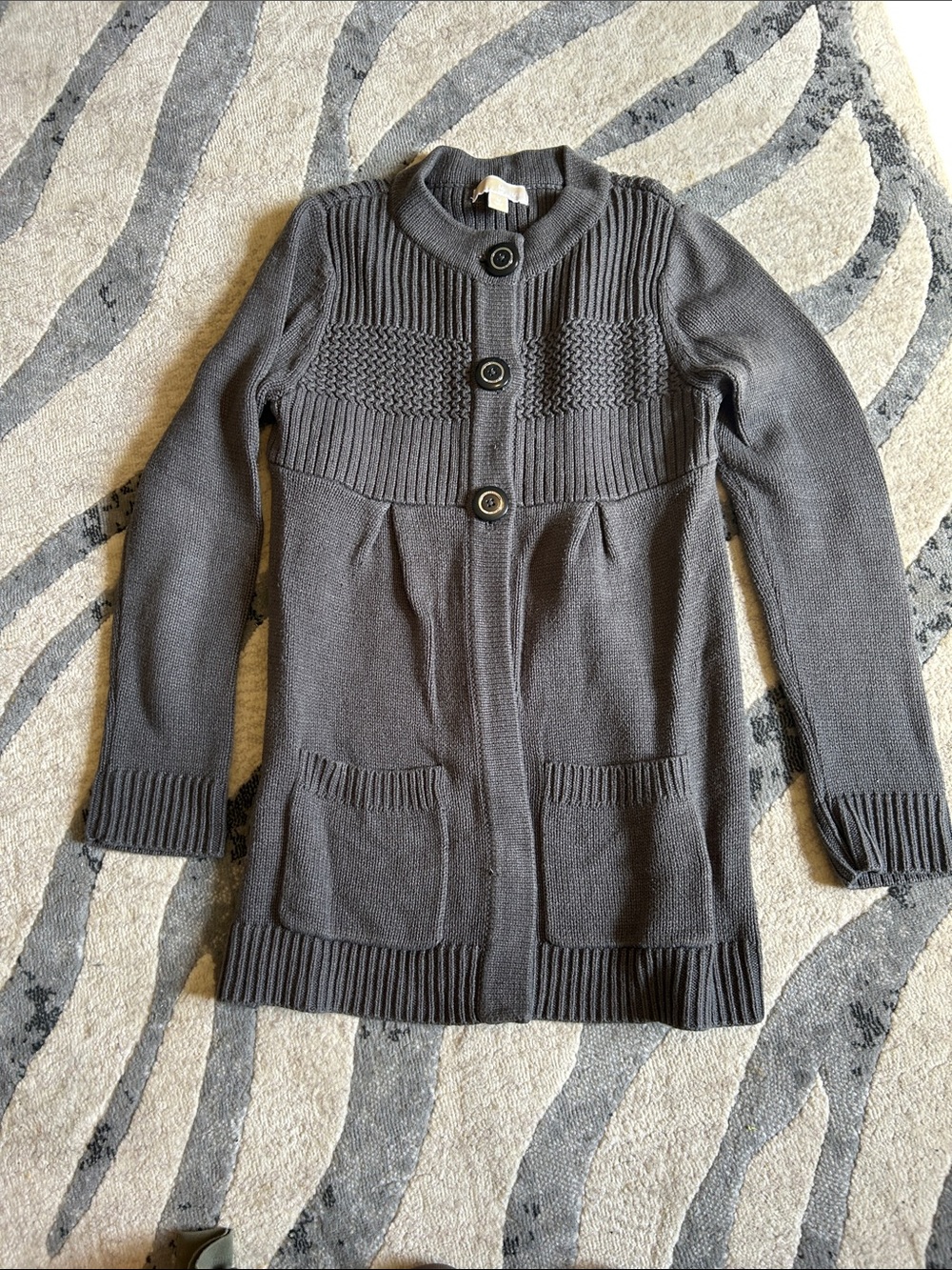 MICHAEL Michael Kors Charcoal Gray Button-Up Knit Cardigan